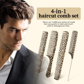 4pcs/Set Leopard Print Professional Hair Styling Comb - Durable ABS Plastic, Ideal for All Hair Types, Perfect for Salon & Home Use