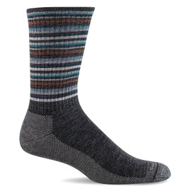 Sockwell Men's Camp Stripe Crew Sock, Charcoal, L/XL, Dark Grey, Large-X-Large, darkgray