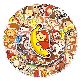 Monkey Stickers for Laptop (50 Pieces), Gift for Children, Teens, Adults, Boys, Animal Stickers, Waterproof Vinyl Stickers for Scrapbooking, Skateboard, Car, Luggage