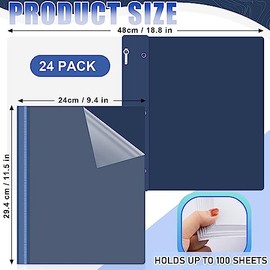 Teling 24 Piezas Cubiertas de Informes Frontales Transparentes con 3 Puntas Carpetas de Presentación Carpeta de Portafolio de Currículum de Plástico C
