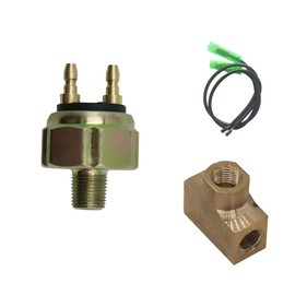 PNEUGO Low Pressure Hydraulic Brake Light Switch Street Hot Rod,for Any Brake System,Turns Brake Lights on at 45PSI with Brass Tee Fitting, 3/8-24 inv. Flare(2), 1/8 NPT(1) & wireharness