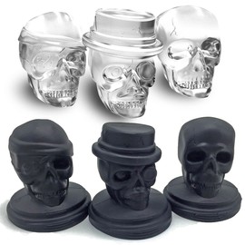 Kidac 3D Moldes Hielo Silicona Calavera Cráneo Bandeja Hielo Grande Sin BPA Grado de Comida (1 Juego de 3 Moldes de Silicona Skull Diferentes)