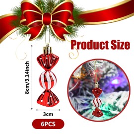 6Pieces Red Mini Christmas Sweet Shaped Baubles,String Hanging Christmas Tree Mini Sweet Shaped Baubles,Christmas Mini Sweet Shaped Baubles for Xmas Holiday Party Home Decorations