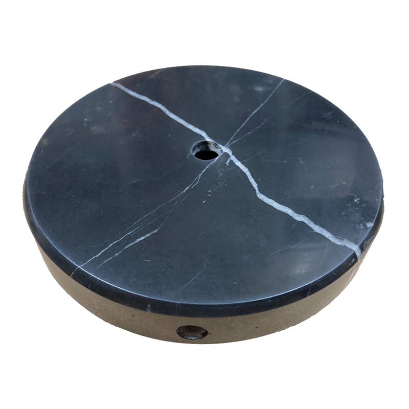 Lamp/Sculpture Base-Marble-6"-Round: Black or White (1 Pc.) (6" Marble-Round-Black-w/Cord Hole)
