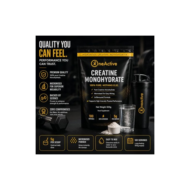 Creatine Monohydrate Powder 500g – 100 Servings – 100% Pure