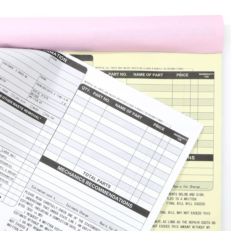 PerKoop 200 Sets Auto Repair Order Forms 3 Part Carbonless