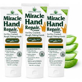 Miracle of Aloe Miracle - Crema reparadora de manos de 1 onza de loción curativa de aloe vera para manos secas y agrietadas con 60% gel de aloe ultra - hidrata, suaviza y repara - No grasa, ligeramente perfumada (paquete de 3)