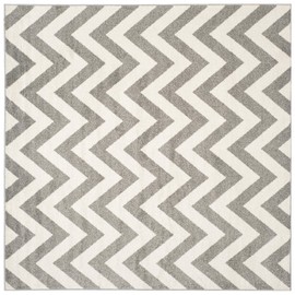 Safavieh Amherst Collection AMT419R Chevron Area Rug, 9' x 9' Square, Dark Grey / Beige
