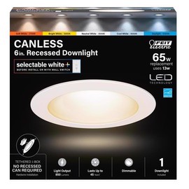Feit Electric White 6 in. W LED Canless Recessed Downlight 13 W