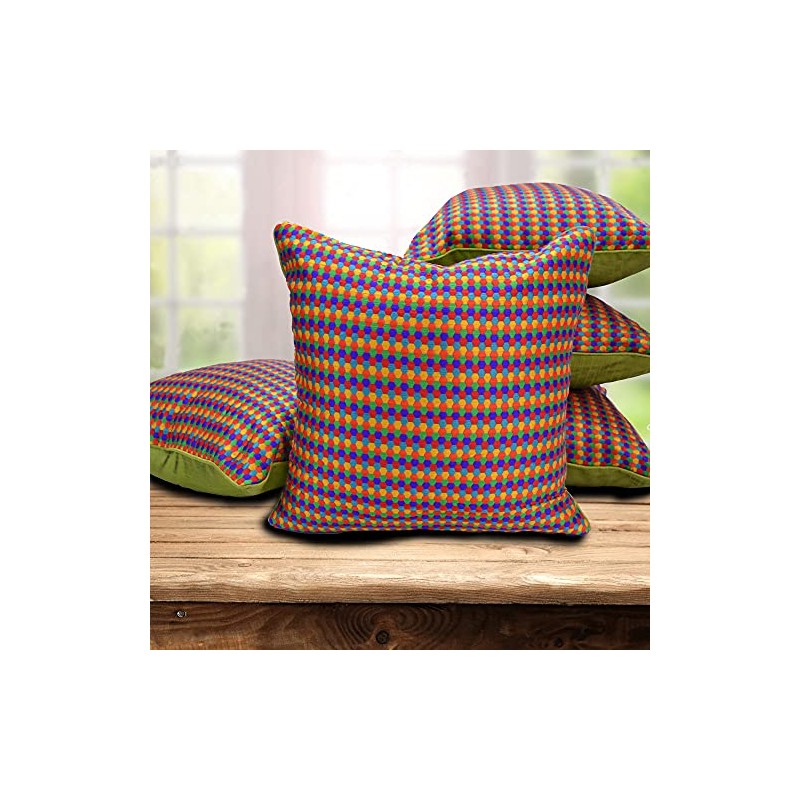 the purple tree Embroidered Polyester Blend 16x16-inch Cushion Covers (Green)