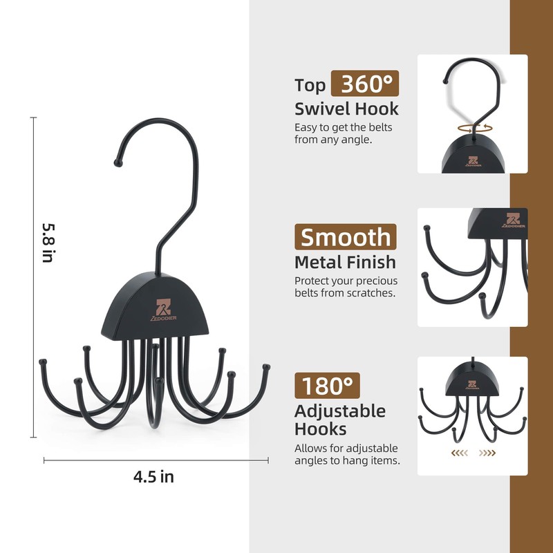 ZEDODIER 2 Pack Belt Hanger, Belt Organizer for Closet, Holds