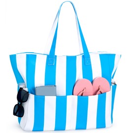 benpen Large Beach Bag for Women:Waterproof Summer Beach Tote Bag with Zip,Holiday Essentials Shopping Bag Travel Bag with Pockets,Lightweight Overnight Shoulder Bag Handbags for Pool