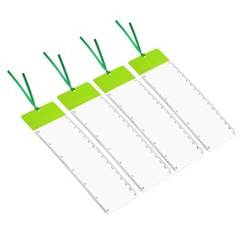 PATIKIL Bookmark Magnifying Glass with Ruler, Pack of 4, 3X Magnification Sheet, Page Magnifying Glass Lens for Low Vision, Reading Book, Magazine, Newspaper, Green