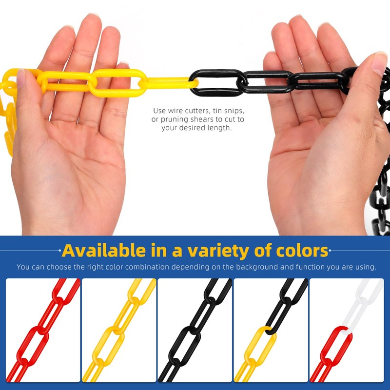 Glarks 21pcs 5Mx 6mm Plastic Chain Barrier with S Hooks,