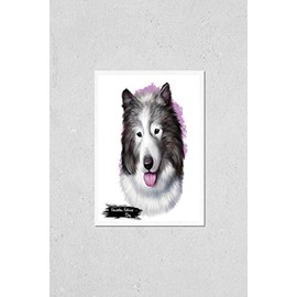 Poster Reproduction of Canadian Eskimo dog breed isolated on white background digital art. Arctic breed of working dog, domestic canine qimmiq or qimmit. Cute pet hand drawn Variation Number 2