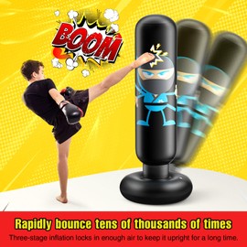 Inflatable Kids Punching Bag, Punching Bag Karate Gifts for Boys and Girls, Boxing Bag for Immediate Bounce Back for Practicing Karate, Taekwondo, and to Relieve Pent Up Energy in Kids and Adults
