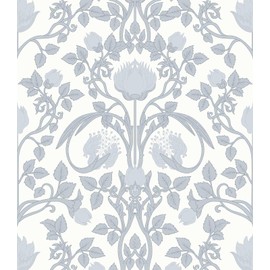 YXTII 17.3"×78.7" Blue Floral Peel and Stick Wallpaper, Damask Vintage Wallpaper for Bedroom Bathroom Self Adhesive Removable