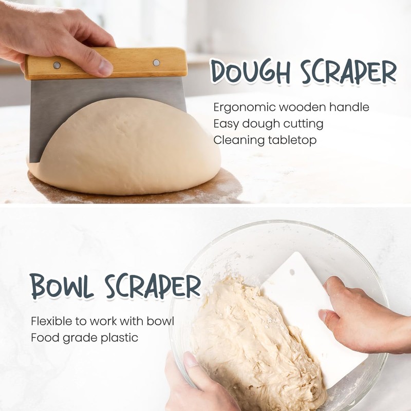 RORECAY Bread Banneton Proofing Basket Set, 9 Inch Round &