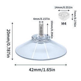 HE ZHI LONG 6pcs Suction Cups,40mm/1.61'' Suction Cup with M4 Screw Clear PVC Sucker Pads Extra Strong Sucker Suction Cup Glass Suction Holder with Screw Nut for Bathroom Wall, Window, Car Shade (6)