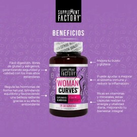 Supplement Factory Woman Curves Mejora y Aumenta tu Busto y Glúteos 60 Cápsulas, con Ingredientes de la + Alta Calidad