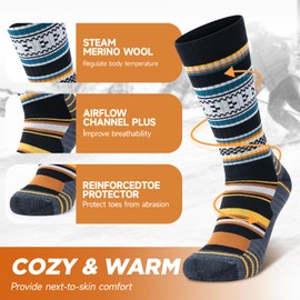 TANSTC Merino Men's Wool Socks, Outdoor & Trekking Socks 35-38, 39-42, 43-46, 47-50, Breathable & Anti-Blister, Warm Thick Padded Thermal Socks for Men, Women, 3 Pairs, A29 mixed colours