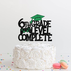 Decoración completa para tartas de 6º nivel de soltero, decoraciones temáticas de videojuegos, suministros de decoración de fiesta de graduación de clase de 2023, decoración de licenciatura