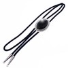 Black Oval Stone Obsidian Bolo Tie Necklace Polar Tie prt0209