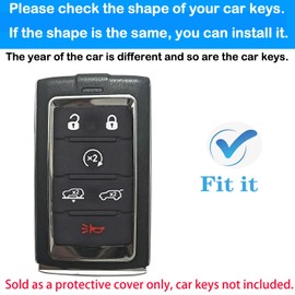 Kirsnda Key fob Cover with Metal Buckle Compatible with Jeep Grand Cherokee L Grand Wagoneer Smart Remote Key,Key Accessories,TPU Protection Key Case(6 Buttons Blue)