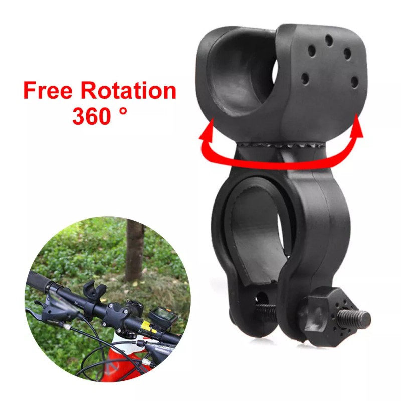 360 Degree Rotation Cycling Bike Flashlight Handlebar Holder Mount Clamp