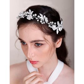 Chargances Diadema Nupcial Con Flores De Cristal Dorado, Hojas Y Pedrería, Estilo Enredadera Para El Cabello, Accesorios Para El Cabello De Novia, Niña De Las Flores, Para Bodas Y Graduaciones, Para M