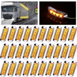 Tallew 30 Luces Ámbar del Remolque Luces Indicadoras de Posición Lateral LED DC12V-24V 4 Lámpara Trasera Delantera Luces Interiores con Bisel Cromado para Camión Remolque Barco