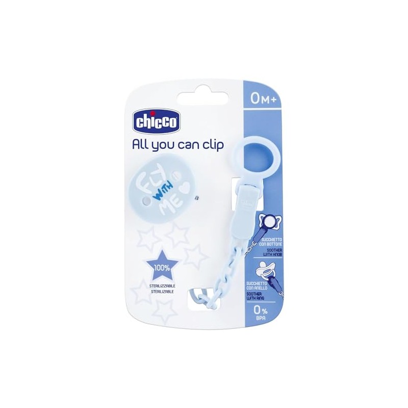 Chicco Mordedera Clip Chupete Azul Cielo All You Can