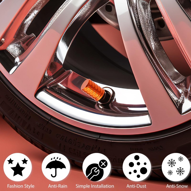 4-Pack Tire Valve Stem Caps - Metal Air Caps with