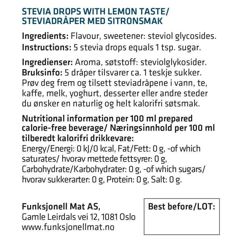 Sukrin Stevia Drops Lemon 30ml