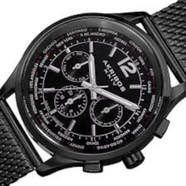 Akribos XXIV NEW Akribos XXIV AK716BK Mens Explorer Swiss Multifunction BLK Steel Mesh Watch
