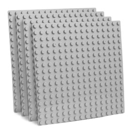 Florappy Compatible with DUPLO Building Block Baseplate - 10 x 10 Inch in Green, Gray, Blue - Versatile for DIY Projects, Play Tables, or Wall Decorations - Durable, Easy to Use (Grey, 4, pieces)
