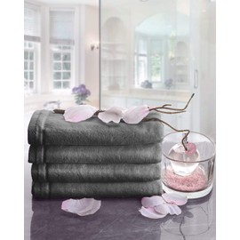 Creative Scents Toalla de algodón de Terciopelo, Juego de 4 Piezas, Gris