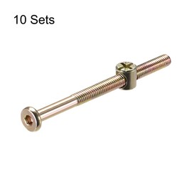 sourcing map M6 x 70mm Furniture Bolts Nut Set Hex Socket Screw with Barrel Nuts Phillips-Slotted Half Thread Zinc Plated 10 Sets