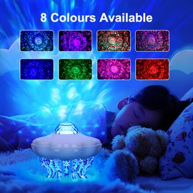 AVEKI Jellyfish Ocean Projector Night Light, 8 Color Kids Night Light with Remote, Wave Projection & Timer, USB-Powered Beside Lamp for Party Room Decor Funny Gift (Jellyfish)