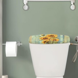Fuojuvelie Sunflower Toilet Tank Cover Machine Wash Toilet Tank Lid Cover Replacement to Fit Different Sizes of Toilet Tank