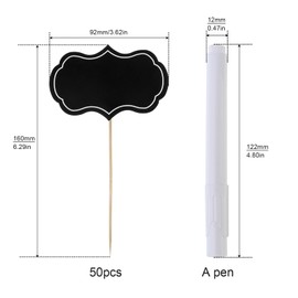 MovFlax 50 Pieces Cheese Markers for Charcuterie Board, Food Tags Buffet Labels Cupcake Toppers for Party, Appetizer Signs Cocktail Picks Fruit Sticks for Wedding, Dinner Decor with Marker Pen (Black)