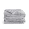 Aston & Arden Luxe Faux Fur Grey Throw Blanket, Jacquard