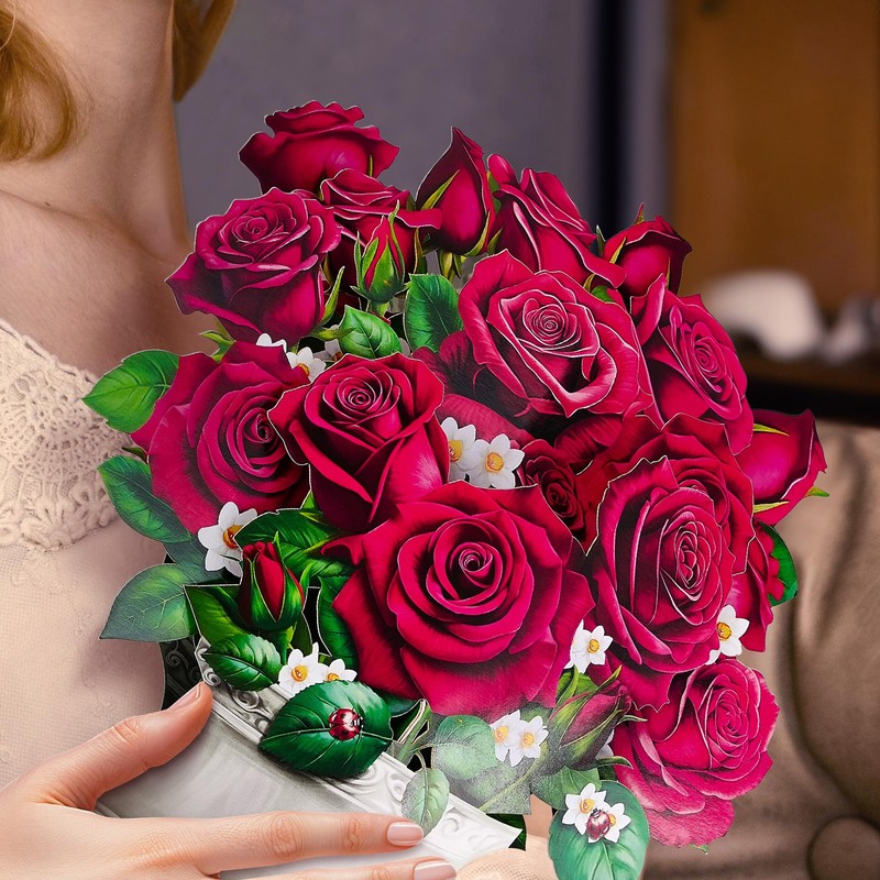 Airpark Pop Up Card, Paper Flowers Bouquet Greeting Cards, Birthday