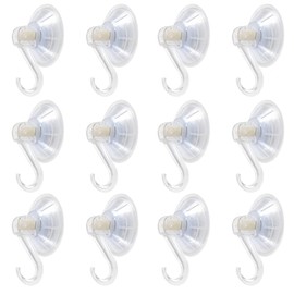 1st Choice Clear Plastic Suction Cup Hooks, 12 Pack Ultra Heavy Duty Power Lock Vacuum Traceless Smooth Waterproof Oil-Proof Wall Shower Kitchen Window Bathroom Holder