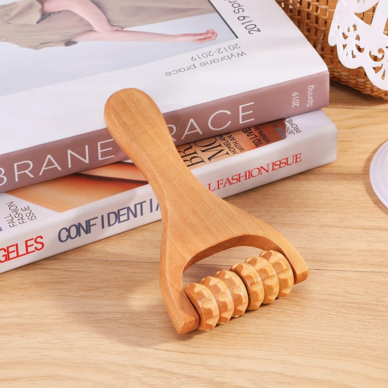 Accessories Wooden Massage Roller with Handle Legs Hands Face Massager