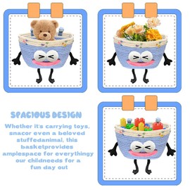 Kids Bike Basket for Girls and Boys, Cotton Rope Woven Front Bike Baskets for Kids, Cute Decorative Accessories for Balance Bikes and Scooters