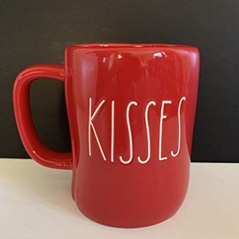 Rae Dunn HUGS - KISSES double sided mug- allside red - LL lettering - Ceramic