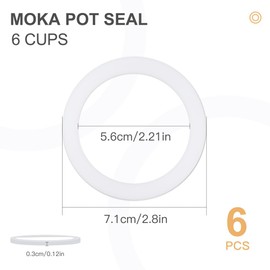 wedrink 6 Pcs Gasket Seal Rings Replacement for Aluminium Stovetop Coffee Maker Moka Pots (6 Cup)