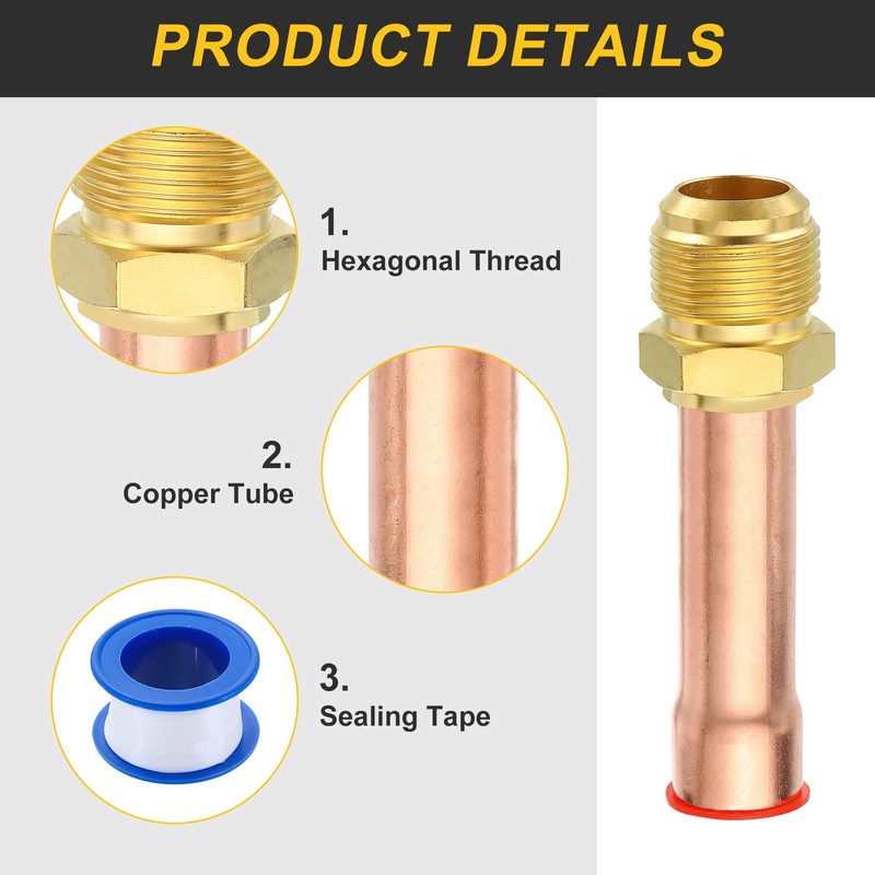 sourcing map 2Pcs Brass Pipe Fitting, 3/4 SAE Male Thread