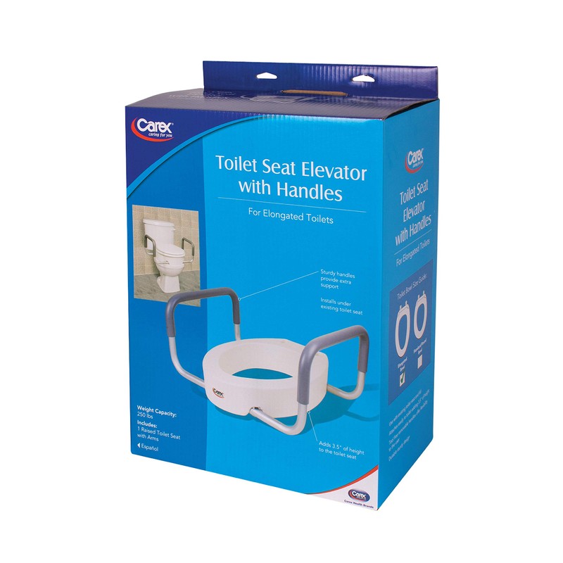 Carex 3.5 Inch Raised Toilet Seat with Arms, Elongated Toilet